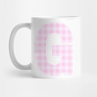 Pink Letter G in Plaid Pattern Background. Mug